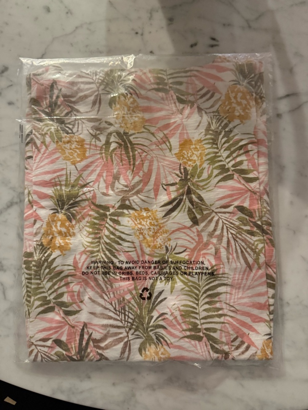 J. Jill Pima Slub Knit V-Neck Tee Shirt Pineapple Palm Print Womens Size M NWT - Picture 14 of 16